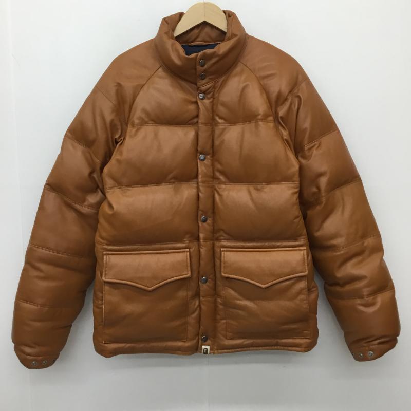 アベイシングエイプ A BATHING APE ジャケット、上着 ダウンジャケット LEATHER CLASSIC DOWN JACKET　シープスキン M 無地 茶 / ブラウン /  メンズ USED 古着 中古 10143958