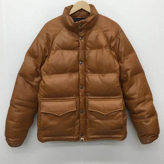 アベイシングエイプ A BATHING APE ジャケット、上着 ダウンジャケット LEATHER CLASSIC DOWN JACKET　シープスキン M 無地 茶 / ブラウン /  メンズ USED 古着 中古 10143958