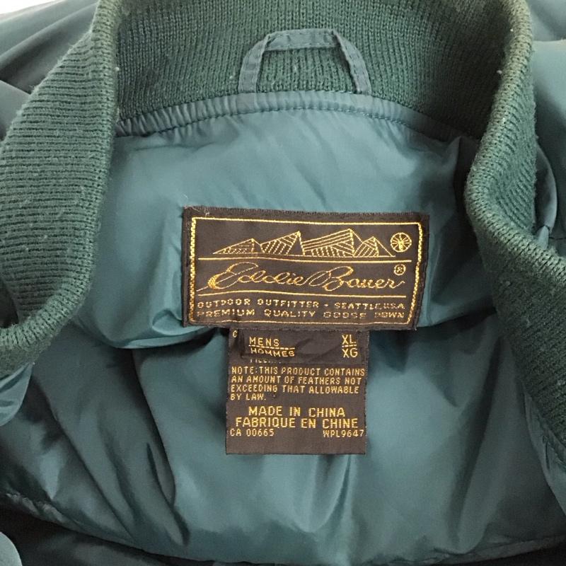 エディーバウアー Eddie Bauer ベスト ベスト ジップアップベスト ダウンベスト ノースリーブ 80s 黒タグ XL 無地 緑 / グリーン /  メンズ USED 古着 中古 10125774