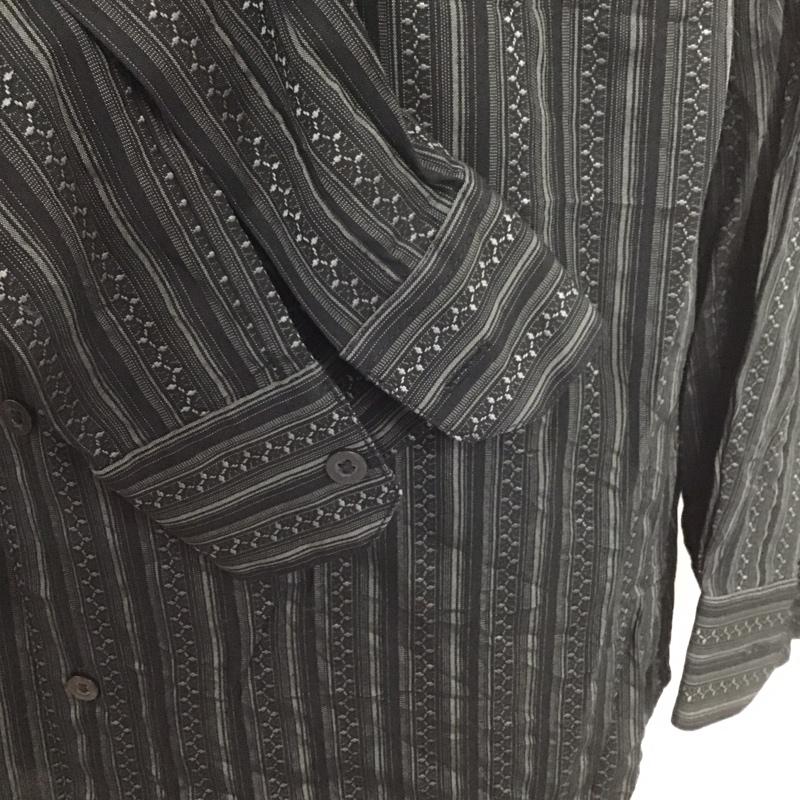 古着 USED シャツ、ブラウス 長袖 claiborne XL ストライプ 黒 / ブラック / X カーキ / カーキ /  メンズ USED 古着 中古 10107665