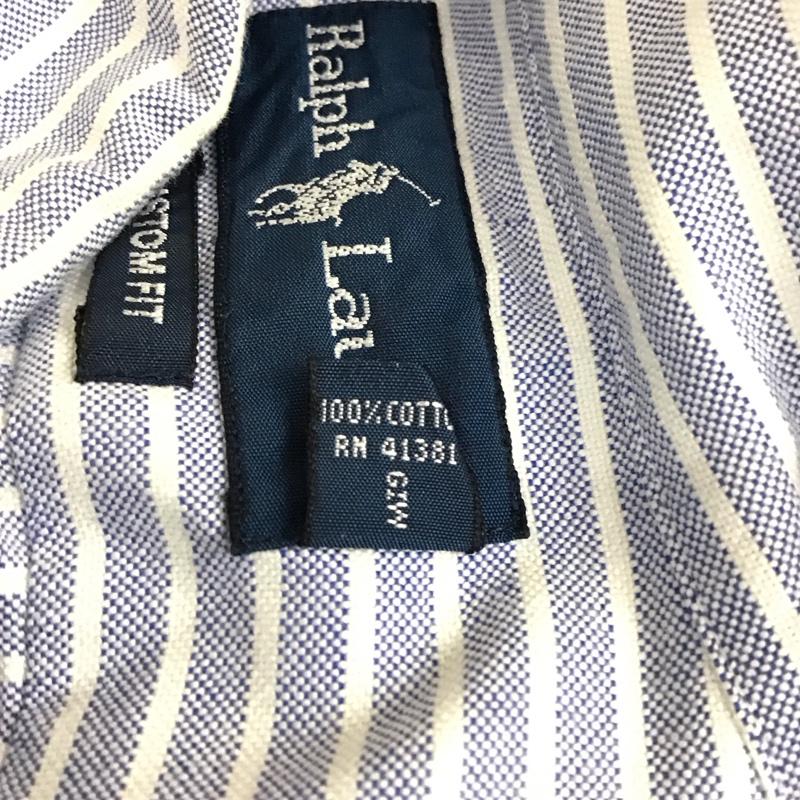 ラルフローレン RALPHLAUREN シャツ、ブラウス 長袖 長袖シャツ カラーシャツ 長袖カットソー ストライプシャツ L ストライプ 白 / ホワイト / X 水色 / ライトブルー /  メンズ USED 古着 中古 10114647