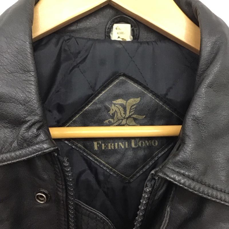 古着 USED ジャケット、上着 ライダース カウレザージャケット ジップアップジャケット カラージャケット FREE 無地 黒 / ブラック /  メンズ USED 古着 中古 10135830