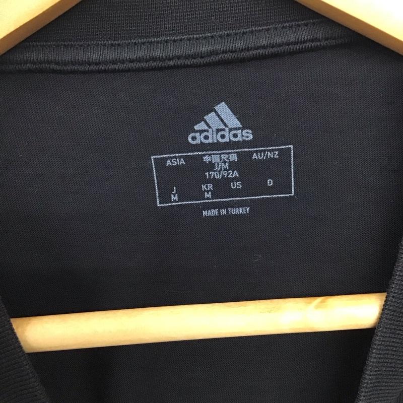 アディダス adidas カットソー 長袖 長袖カットソー プリントカットソー クルーネック M ロゴ、文字 黒 / ブラック /  メンズ USED 古着 中古 10135847