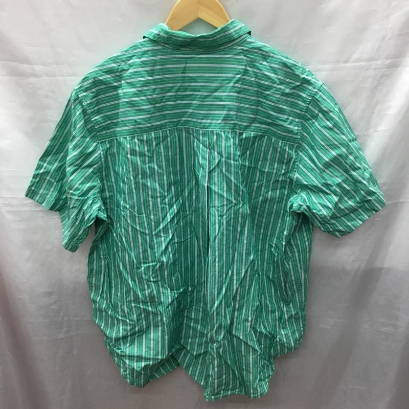 モノマート MONO-MART シャツ、ブラウス 半袖 sh870 オーバールーズ ブロードレギュラーカラーシャツ ビッグシルエット M ストライプ 緑 / グリーン / X 白 / ホワイト / X 紺 / ネイビー /  メンズ USED 古着 中古 10119332