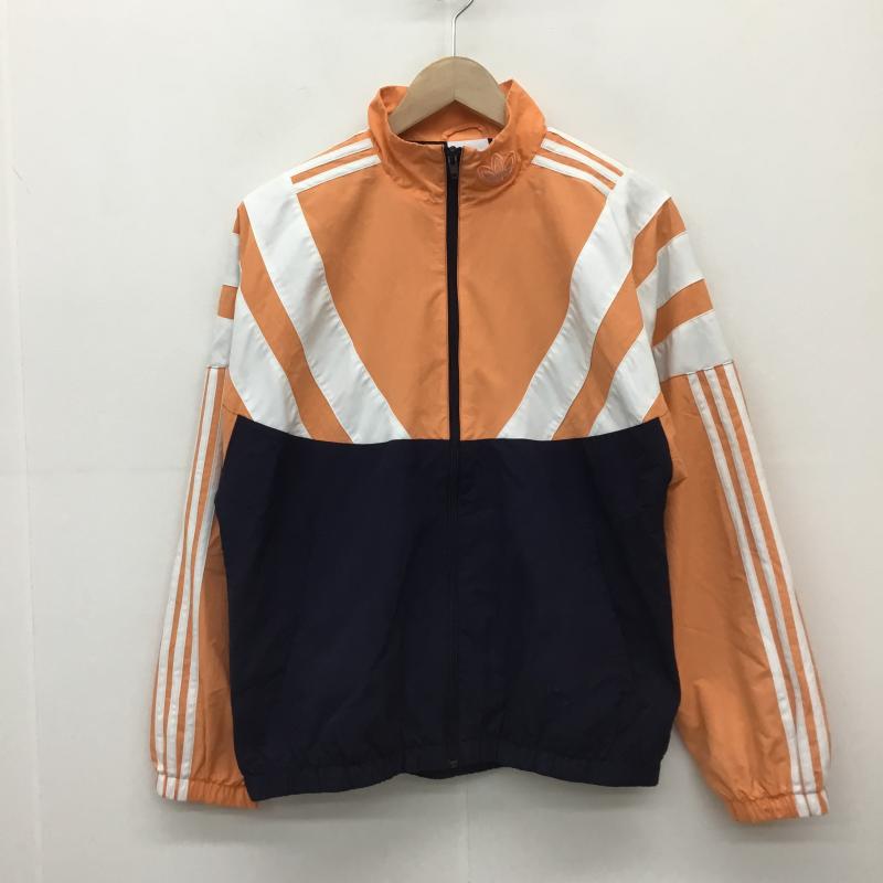 アディダス adidas ジャケット、上着 ジャケット、ブレザー EE2337　ナイロンジャケット M ロゴ、文字 橙 / オレンジ / X 紺 / ネイビー /  メンズ USED 古着 中古 10131960