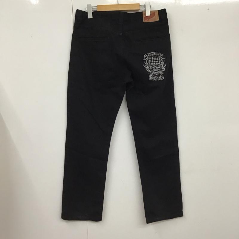 サブサエティ Subciety パンツ デニム、ジーンズ デニムパンツ ストレートパンツ ワイドパンツ カジュアルパンツ L プリント 黒 / ブラック /  メンズ USED 古着 中古 10116640