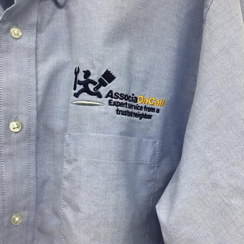 ウ゛ァンヒューゼン VANHEUSEN シャツ、ブラウス 長袖 長袖シャツ 無地シャツ カラーシャツ ボタンダウンシャツ XL ロゴ、文字 水色 / ライトブルー /  メンズ USED 古着 中古 10147020