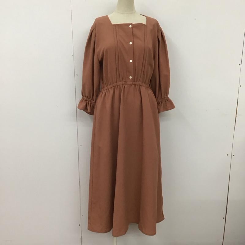 エヘカソポ ehka sopo ワンピース ロングスカート fld-1105403 ロングワンピース フレアスカート 半袖ワンピース FREE 無地 茶 / ブラウン /  レディース USED 古着 中古 10108819