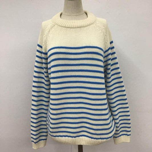 ザラ ZARA ニット、セーター 長袖 長袖ニットカットソー ニット セーター クルーネックニット S ボーダー柄 白 / ホワイト / X 青 / ブルー /  レディース USED 古着 中古 10110451