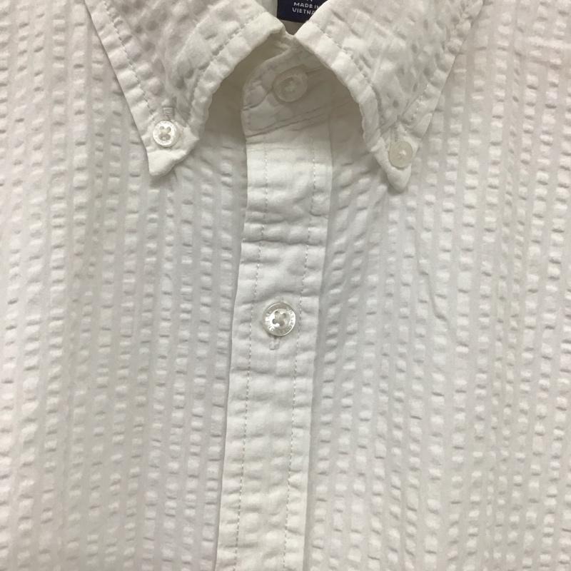 ランズエンド LANDS END シャツ、ブラウス 半袖 半袖シャツ 白シャツ ボタンダウンシャツ L ストライプ 白 / ホワイト /  メンズ USED 古着 中古 10135489