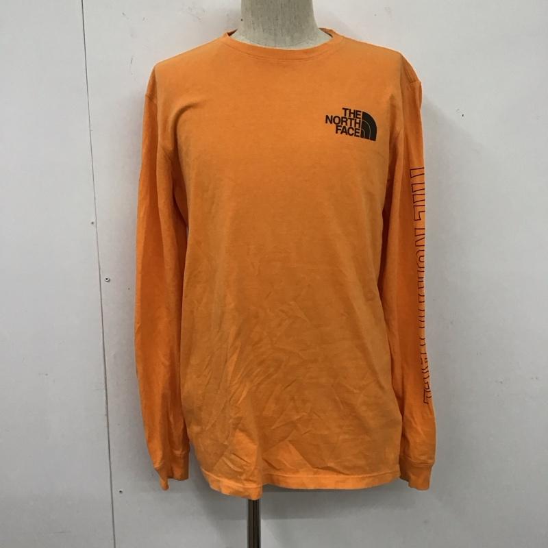 ザノースフェイス THE NORTH FACE カットソー 長袖 長袖カットソー プリントカットソー クルーネック M ロゴ、文字 橙 / オレンジ /  メンズ USED 古着 中古 10124891