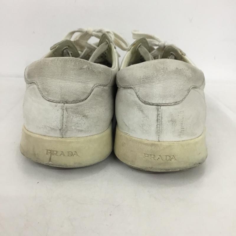 プラダ PRADA スニーカー スニーカー 4E 2860 8 レザー FREE ロゴ、文字 白 / ホワイト /  メンズ USED 古着 中古 10149821