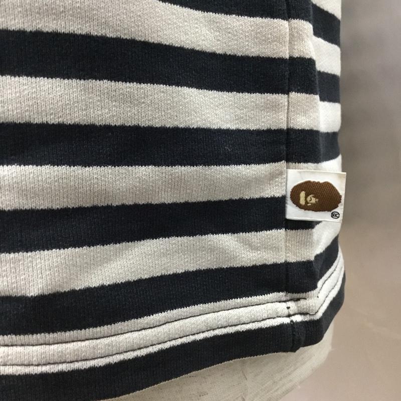 アベイシングエイプ A BATHING APE カットソー 長袖 長袖カットソー クルーネックカットソー ロングスリーブカットソー プリントTシャツ M ボーダー柄 黒 / ブラック / X ベージュ / ベージュ /  メンズ USED 古着 中古 10114788