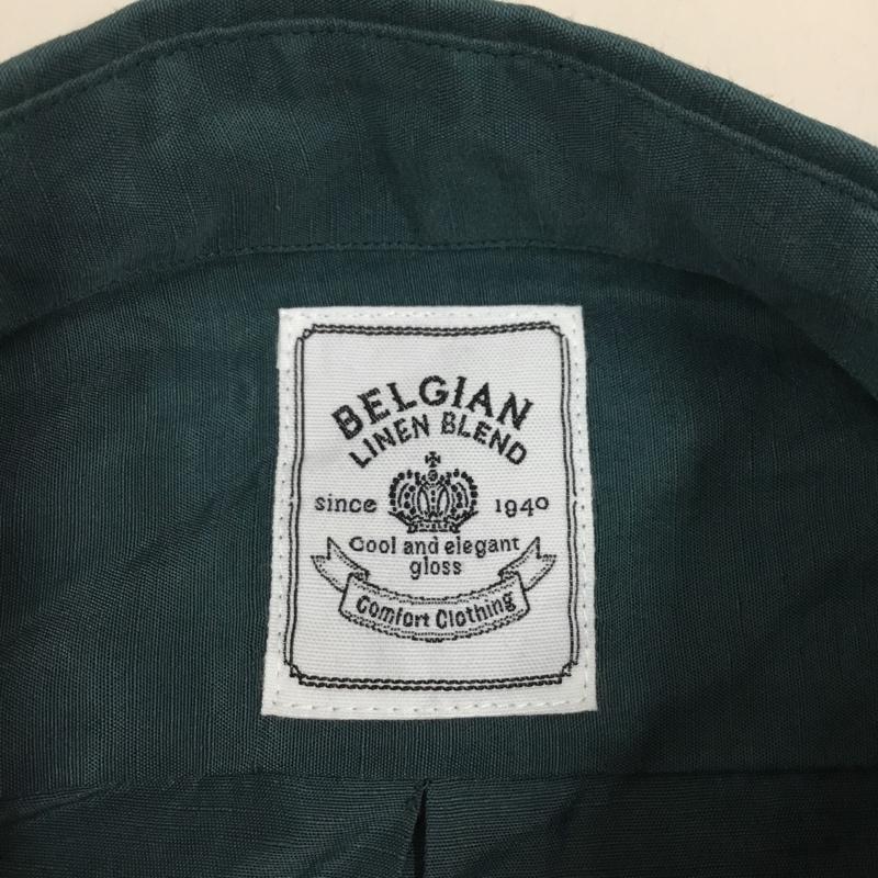 インヘリット INHERIT シャツ、ブラウス 長袖 20-050-720-6015-1-0 BELGIAN LINEN BLEND レギュラーシャツ XL 無地 緑 / グリーン /  メンズ USED 古着 中古 10121019