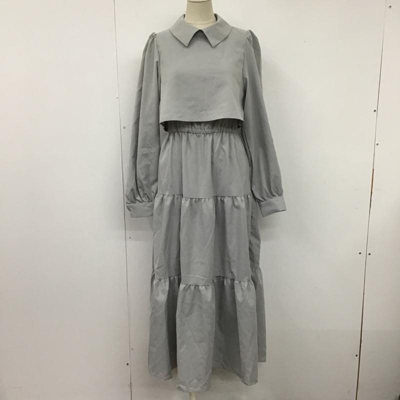 ナイスクラップ NICE CLAUP ワンピース ロングスカート 長袖シャツロングワンピース フレアスカート カラーシャツロングワンピース FREE 無地 灰 / グレー /  レディース USED 古着 中古 10105945