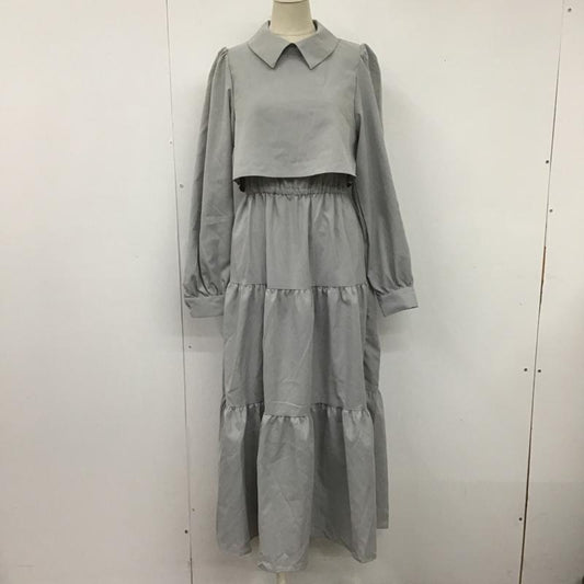 ナイスクラップ NICE CLAUP ワンピース ロングスカート 長袖シャツロングワンピース フレアスカート カラーシャツロングワンピース FREE 無地 灰 / グレー /  レディース USED 古着 中古 10105945