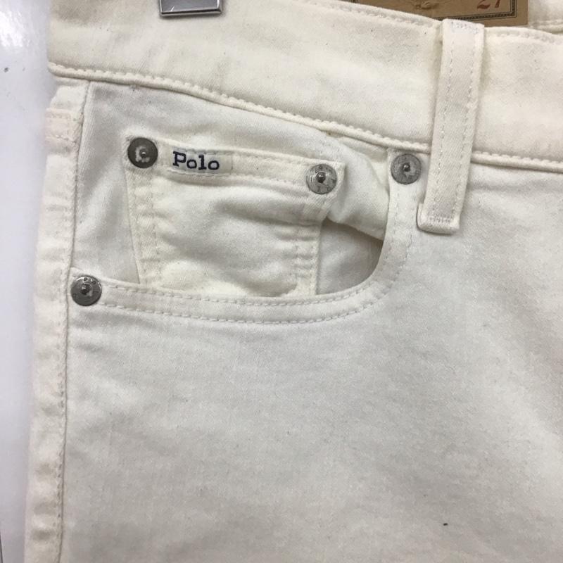ポロラルフローレン POLO RALPH LAUREN パンツ デニム、ジーンズ デニムパンツ スリムパンツ ストレッチパンツ ジーンズ 27インチ 無地 白 / ホワイト /  レディース USED 古着 中古 10107363