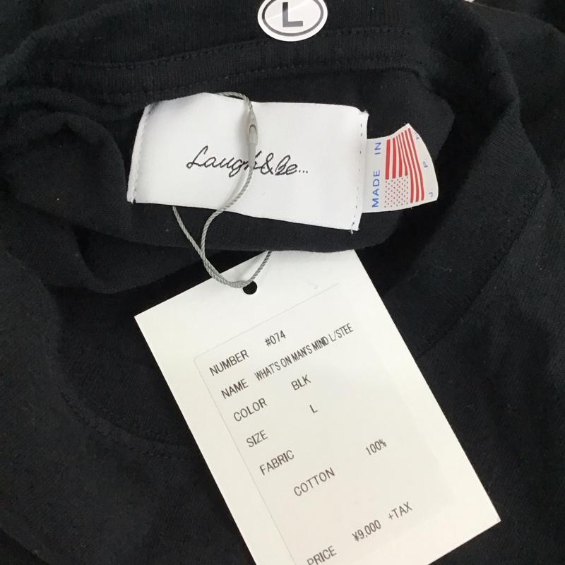 ラフアンドビー LAUGH&BE カットソー 長袖 長袖カットソー クルーネックカットソー ロングスリーブカットソー プリントTシャツ L プリント 黒 / ブラック /  メンズ USED 古着 中古 10114689