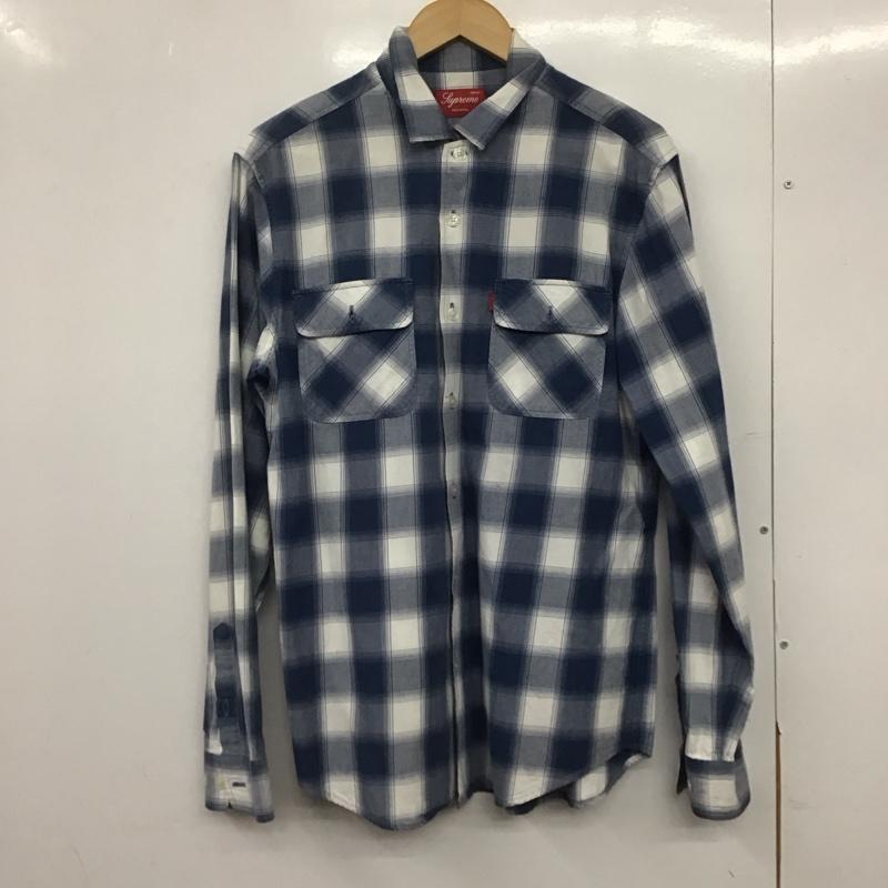 シュプリーム Supreme シャツ、ブラウス 長袖 コットン ワークシャツ M チェック 青 / ブルー / X 白 / ホワイト /  メンズ USED 古着 中古 10146352