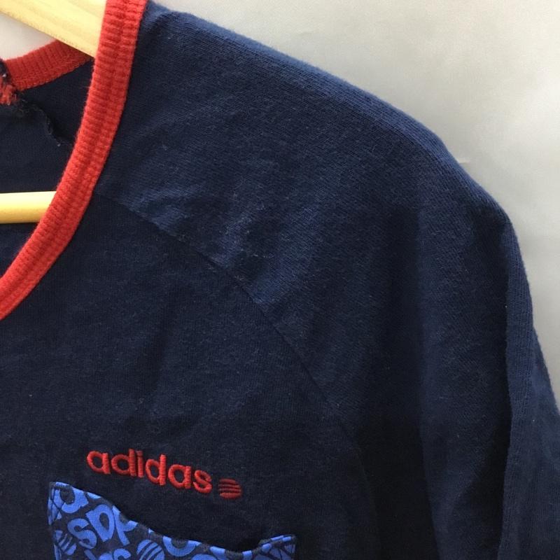 アディダス adidas Tシャツ 半袖 M ロゴ、文字 紺 / ネイビー /  メンズ USED 古着 中古 10110688