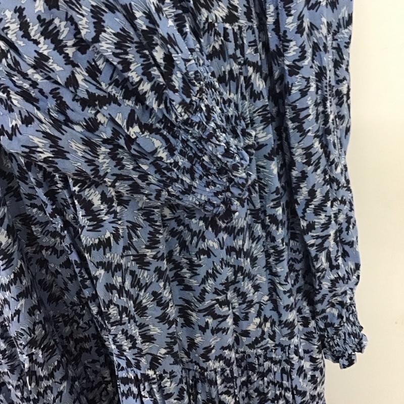 ザラ ZARA ワンピース ロングスカート 4479 240 400 長袖 ティアード S 総柄 青 / ブルー /  レディース USED 古着 中古 10113507