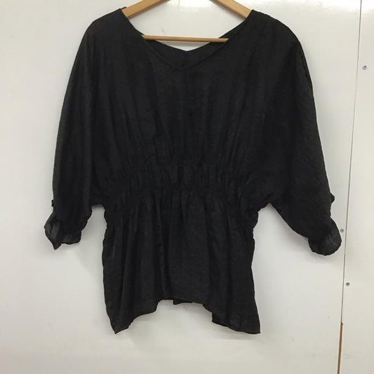 ローリーズファーム LOWRYS FARM カットソー 半袖 FREE 無地 黒 / ブラック /  レディース USED 古着 中古 10133500