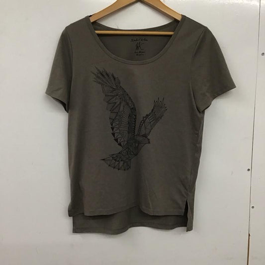 ミッシェル・クラン MICHEL KLEIN Tシャツ 半袖 半袖カットソー プリントTシャツ クルーネックカットソー 38 プリント 灰 / グレー /  レディース USED 古着 中古 10136752