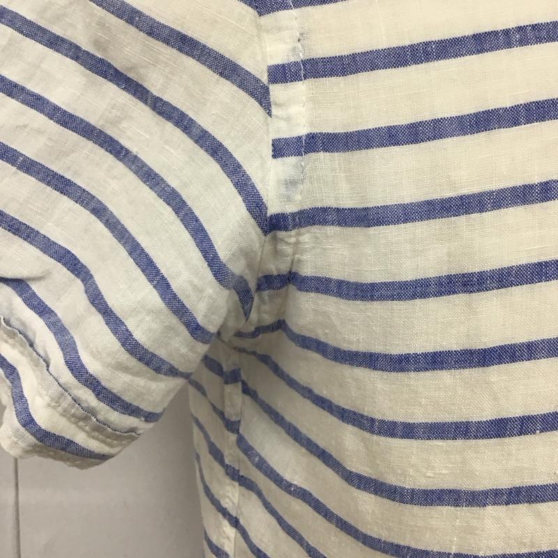 バーバリーブラックレーベル BURBERRY BLACK LABEL シャツ、ブラウス 半袖 半袖シャツ カラーシャツ 半袖カットソー ボーダーシャツ 2 ボーダー柄 白 / ホワイト / X 水色 / ライトブルー /  メンズ USED 古着 中古 10114633