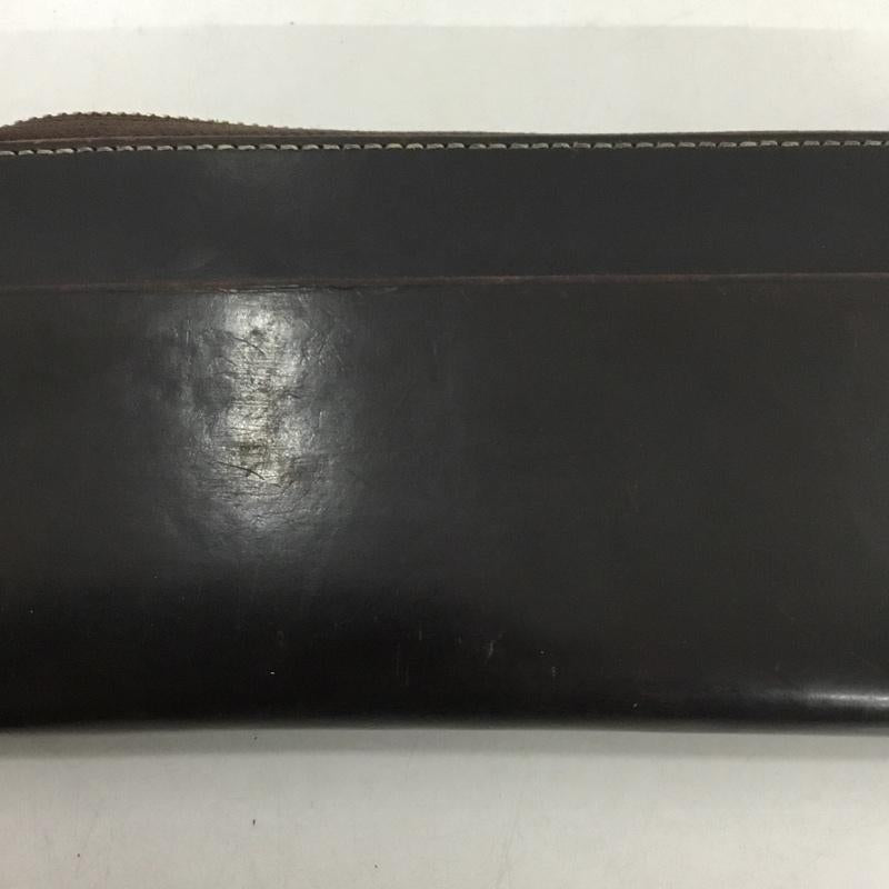 ガンゾ GANZO 財布 長財布 0057243-56 ラウンドファスナー レザー 箱有 ブライドルレザー 無地 ダークブラウン / ダークブラウン /  メンズ USED 古着 中古 10149459