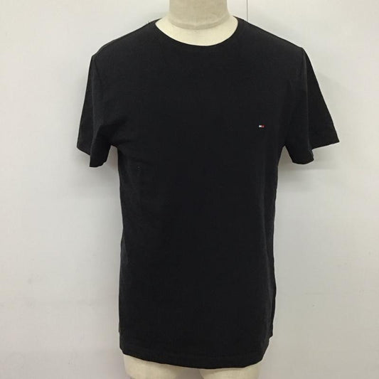 トミーヒルフィガー TOMMY HILFIGER Tシャツ 半袖 半袖カットソー プリントTシャツ Vネックカットソー XL ロゴ、文字 黒 / ブラック /  メンズ USED 古着 中古 10124350