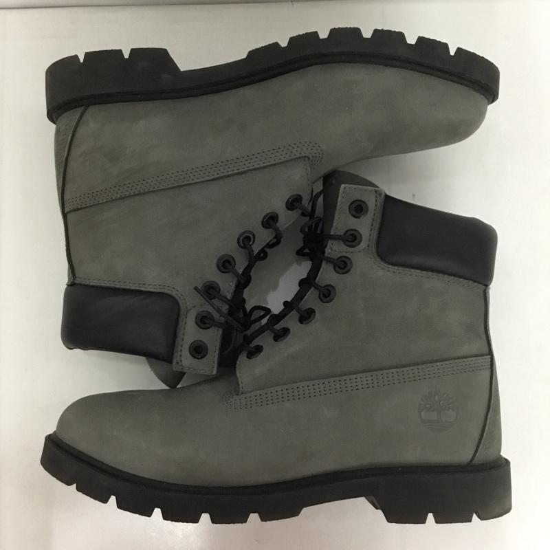 ティンバーランド Timberland ブーツ ショートブーツ A64YW 6INCH BASIC BOOT 26cm 箱有 防水加工 26.0cm ワンポイント 灰 / グレー / X 黒 / ブラック /  メンズ USED 古着 中古 10130183