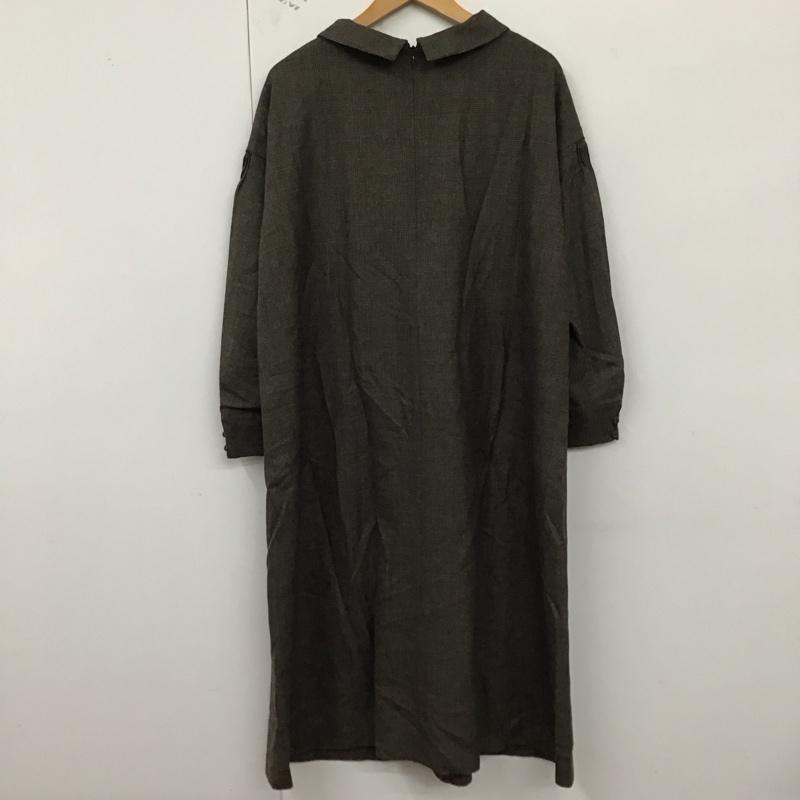 ロワズィール LOISIR ワンピース ロングスカート 長袖ロングワンピース フレアスカート スタンドネック 38 チェック 茶 / ブラウン /  レディース USED 古着 中古 10128982
