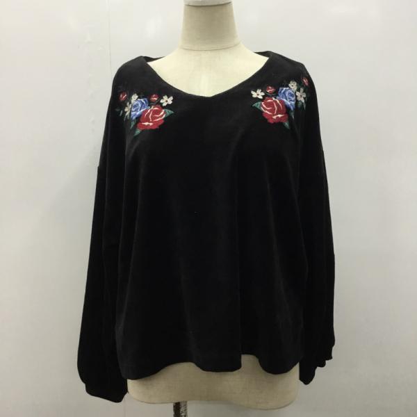 イング INGNI カットソー  長袖カットソー 刺繍 M 無地 黒 / ブラック /  レディース USED 古着 中古 10026867