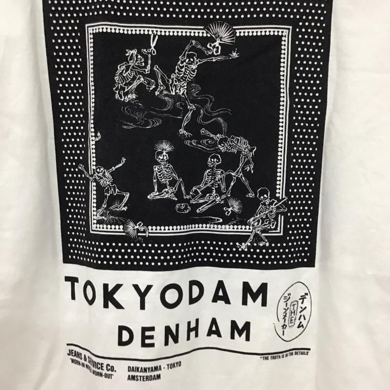 デンハム DENHAM Tシャツ 半袖 半袖カットソー プリントTシャツ クルーネックカットソー S プリント 白 / ホワイト /  メンズ USED 古着 中古 10130942