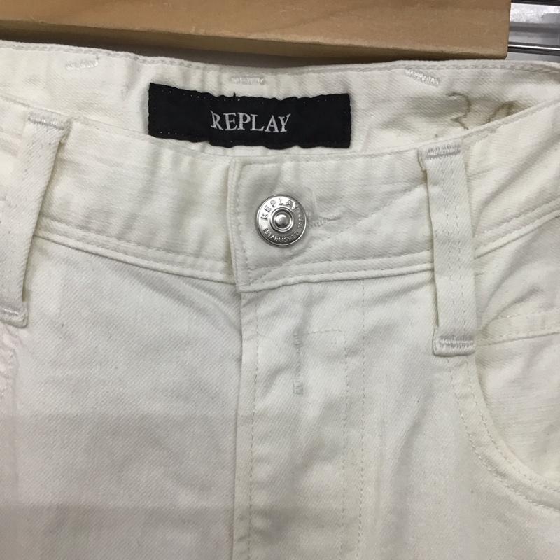 リプレイ REPLAY パンツ デニム、ジーンズ デニムパンツ スリムパンツ カジュアルパンツ ストレッチパンツ 34インチ 無地 白 / ホワイト /  メンズ USED 古着 中古 10148041