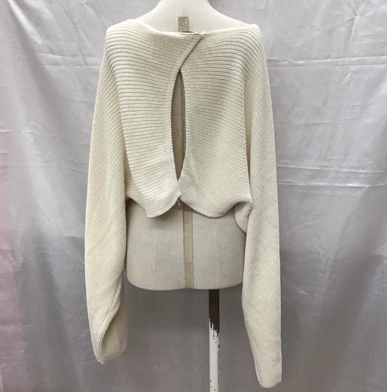 ザラ ZARA ニット、セーター 長袖 3859 116 712 ショート丈 クロップド丈 L 無地 アイボリー / アイボリー /  レディース USED 古着 中古 10118497