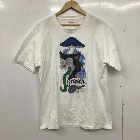 グラニフ graniph Tシャツ 半袖 半袖カットソー プリントTシャツ クルーネックカットソー L プリント 白 / ホワイト /  メンズ USED 古着 中古 10149119