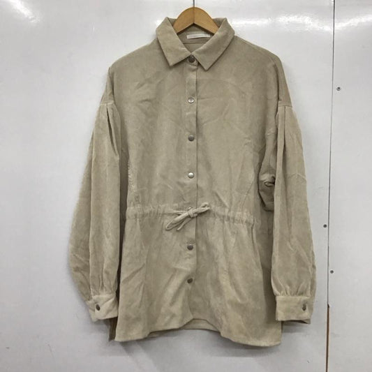 レトロガール RETRO GIRL シャツ、ブラウス 長袖 長袖シャツ コーデュロイシャツ カジュアルシャツ ウエスト切り替え M 無地 ベージュ / ベージュ /  レディース USED 古着 中古 10136756
