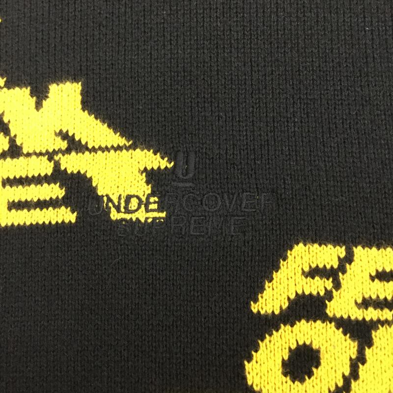 シュプリーム Supreme ニット、セーター 長袖 Supreme×UNDERCOVER　１８SS　Public　Enemy L 総柄 黒 / ブラック / X 黄 / イエロー /  メンズ USED 古着 中古 10120960
