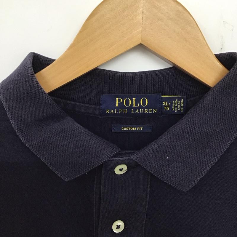 ポロラルフローレン POLO RALPH LAUREN ポロシャツ 長袖 長袖ポロシャツ 長袖カットソー カラーシャツ XL ロゴ、文字 紺 / ネイビー /  メンズ USED 古着 中古 10137304