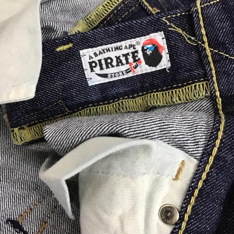 アベイシングエイプ A BATHING APE スカート ひざ丈スカート 4800-255-509 デニムスカート マイロ PIRATE パイレーツ XXS ワンポイント インディゴ / インディゴ /  レディース USED 古着 中古 10115099