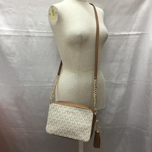マイケルコース MICHAEL KORS ショルダーバッグ ショルダーバッグ 32F8GD5M2B フリンジ ロゴ 総柄 茶 / ブラウン / X オフホワイト / オフホワイト /  レディース USED 古着 中古 10112518