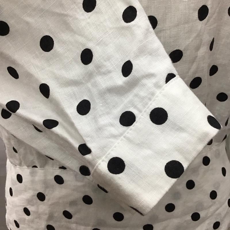 ザラウーマン ZARA WOMAN カットソー 七分袖 4886 046 251 リネン リボン XS ドット 白 / ホワイト / X 黒 / ブラック /  レディース USED 古着 中古 10116947