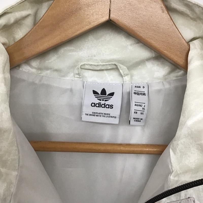 アディダス adidas ジャケット、上着 ジャケット、ブレザー hs9507 インモーションウインドブレーカー ジップアップジャケット アウター XL ロゴ、文字 灰 / グレー /  レディース USED 古着 中古 10136281