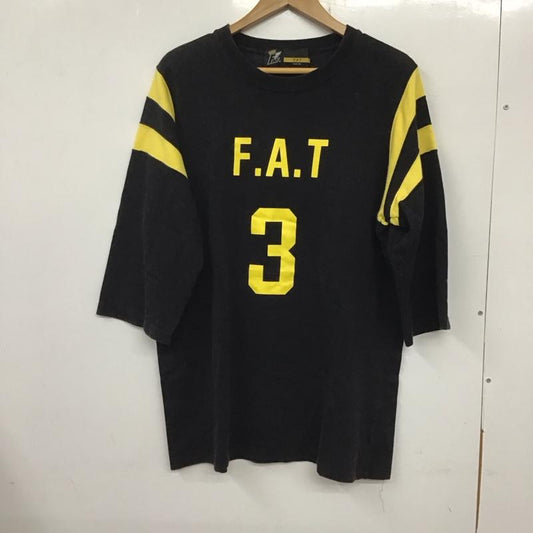 エフエイティー FAT カットソー 七分袖 七分丈カットソー クルーネックカットソー ラグラン ロゴ、文字 黒 / ブラック / X 黄 / イエロー /  メンズ USED 古着 中古 10134586