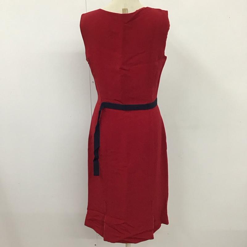 プラダ PRADA ワンピース ひざ丈スカート ノースリーブ 42 無地 えんじ / ワインレッド /  レディース USED 古着 中古 10114442