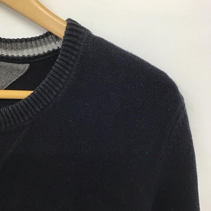 トミーヒルフィガー TOMMY HILFIGER ニット、セーター 長袖 長袖ニットカットソー クルーネック セーター L ロゴ、文字 紺 / ネイビー /  メンズ USED 古着 中古 10145927