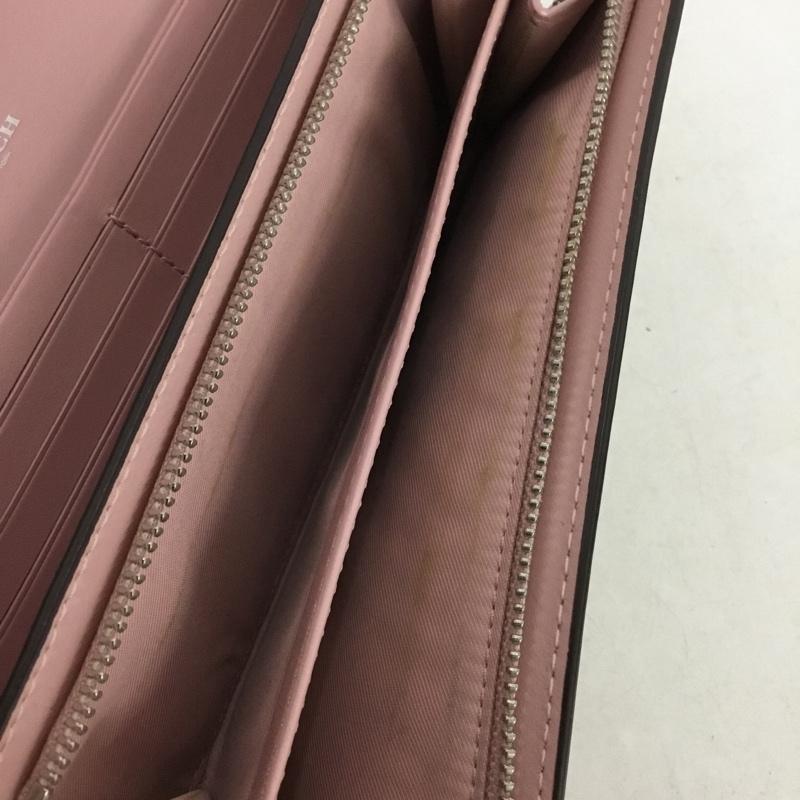 コーチ COACH 財布 長財布 F54022 シグネチャー ロゴ、文字 桃 / ピンク / X ベージュ / ベージュ /  レディース USED 古着 中古 10145884