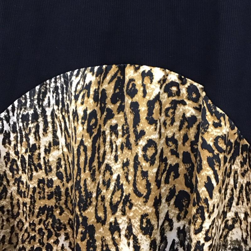 ザラ ZARA ワンピース ひざ丈スカート S 無地 X ヒョウ柄・レオパード柄 黒 / ブラック /  レディース USED 古着 中古 10130395