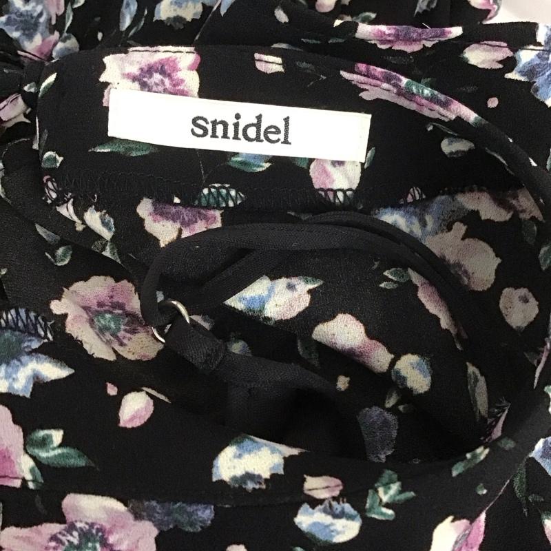 スナイデル SNIDEL ワンピース ひざ丈スカート SWFO176306 アーリースプリングフリルOP 0 花柄 黒 / ブラック /  レディース USED 古着 中古 10106707